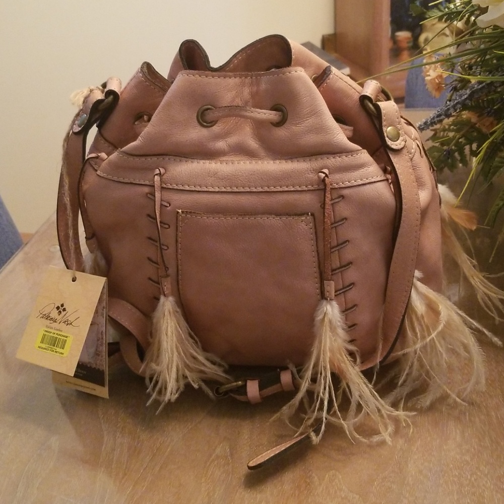 Patricia Nash Italian Leather Natural Bucket Bag